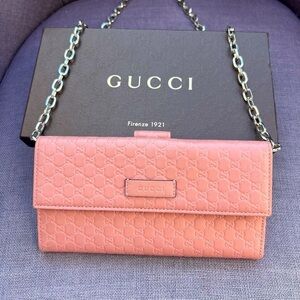Gucci Micro guccissima Continental Flap Wallet Pink Sima leather